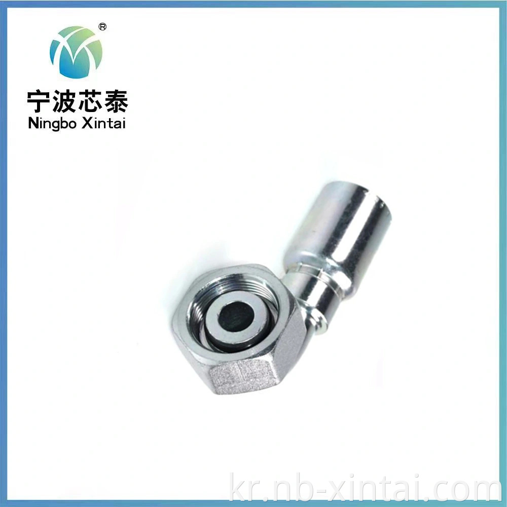 China OEM ODM 공급 업체 카톤 아연 도금 강철 42L -M52 × 2.0 메트릭 스위블 24 ° 콘 O- 링 90 ° 팔꿈치 조명 시리즈 유압식 크림프 피팅